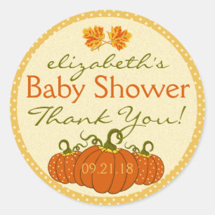 Pumpkins Fall Baby Dusche Danke Runder Aufkleber