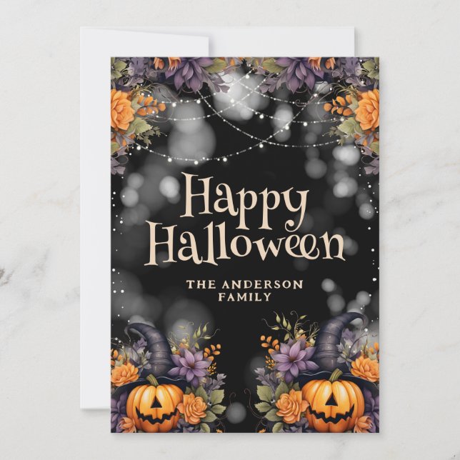 Pumpkins Family Foto Happy Halloween Card Feiertagskarte (Vorderseite)