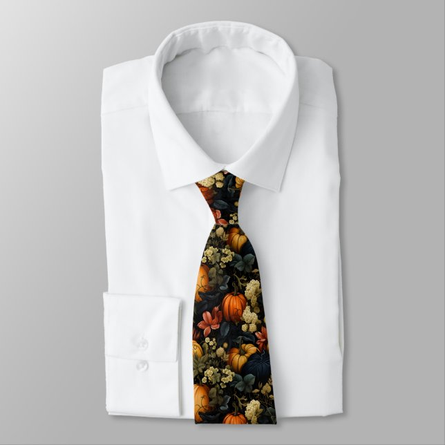 Pumpkins Floral Art Necktie Krawatte (Gebunden)