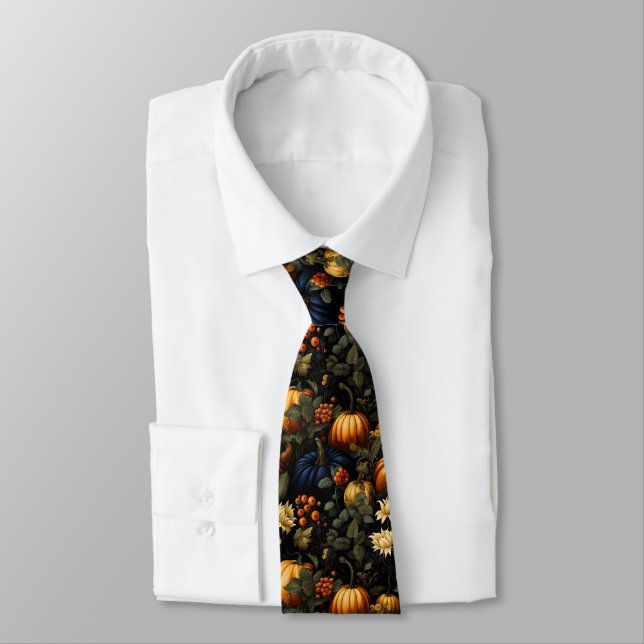 Pumpkins Floral Art Necktie Krawatte (Gebunden)