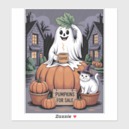 Pumpkins For Sale & Caffeine Ghost-Cat V2 Stickers Aufkleber