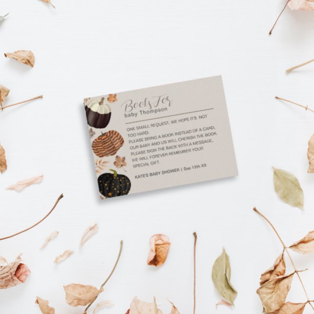 Pumpkins Gender Neutral Book Request Baby Shower Begleitkarte (Von Creator hochgeladen)