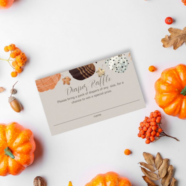 Pumpkins Gender Neutral Diaper Raffle Baby Dusche Begleitkarte (Von Creator hochgeladen)