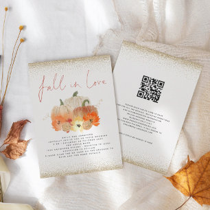 Pumpkins Gold Glitzer QR Code Fall in Liebe Hochze Einladung