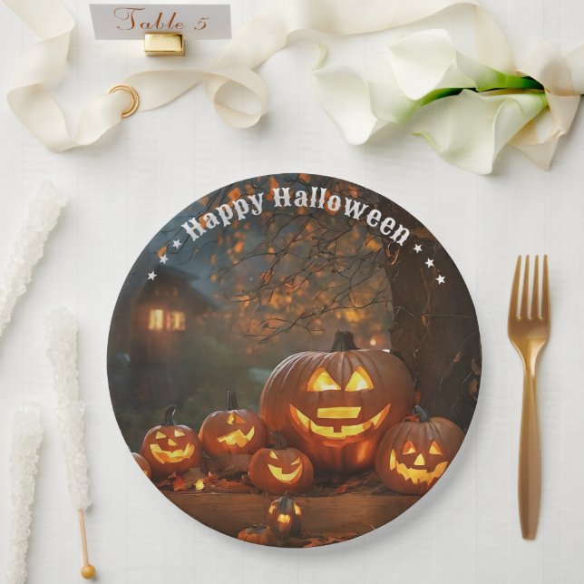 Pumpkins Halloween Family Collection Pappteller (Hochzeit)
