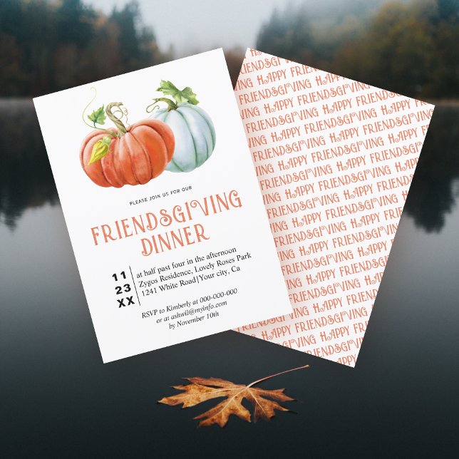 Pumpkins Happy Friendsgiving verbrannte orange Inv Einladung (Von Creator hochgeladen)
