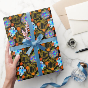 Pumpkins & Herbstleaves Imitats Gold Fossil Geschenkpapier