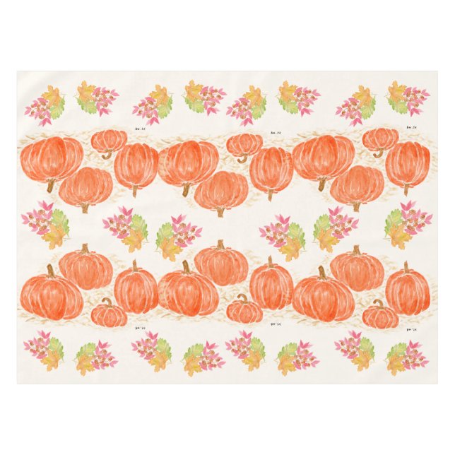 Pumpkins Herbstleaves Wasserfarbe handbemalt Tischdecke (Vorderseite (Horizontal))