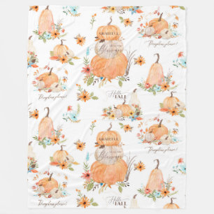 Pumpkins Herbstliche Herbstlaube in Blume Aquarell Fleecedecke