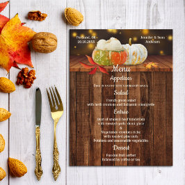 Pumpkins-Hochzeit im Herbst oder Erntedank-Menü Postkarte