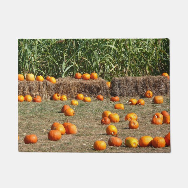 Pumpkins, Mais und Hay Herbst Erntefotografie Fußmatte (Vorderseite)