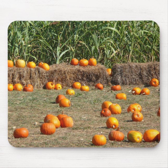 Pumpkins, Mais und Hay Herbst Erntefotografie Mousepad (Vorne)