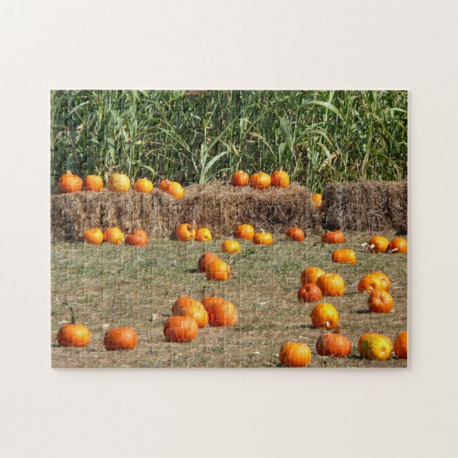Pumpkins, Mais und Hay Herbst Erntefotografie Puzzle (Horizontal)