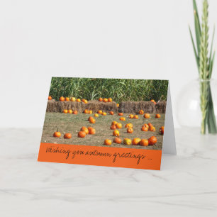 Pumpkins, Mais und Hay Herbstgrusskarte Karte