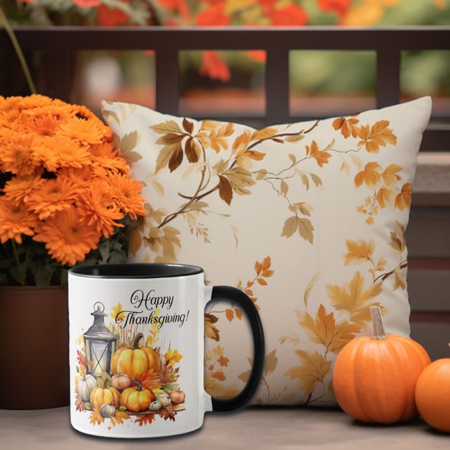Pumpkins Maple Tree Blätter Lampe Erntedank Tasse (Von Creator hochgeladen)