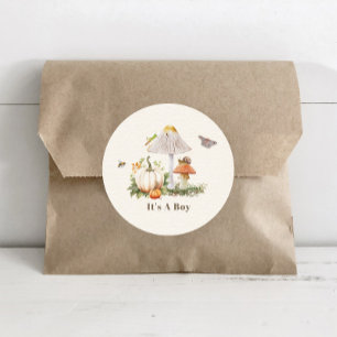Pumpkins Mushroom Woodland Insekten Boy Baby Showe Runder Aufkleber