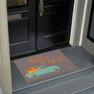 Pumpkins Niedliche Lkw-Familie Name Hallo Fall Wil Fußmatte