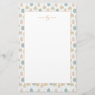Pumpkins Orange Blue Soft Colors Monogram Vintag Briefpapier