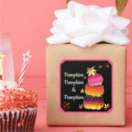 Pumpkins & Pumpkins Gradient, Gold & Foil Texture Quadratischer Aufkleber