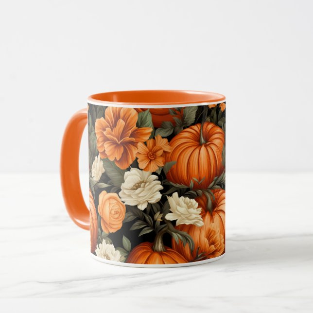 Pumpkins Rose Herbstliche Blume Tasse (Vorderseite Links)