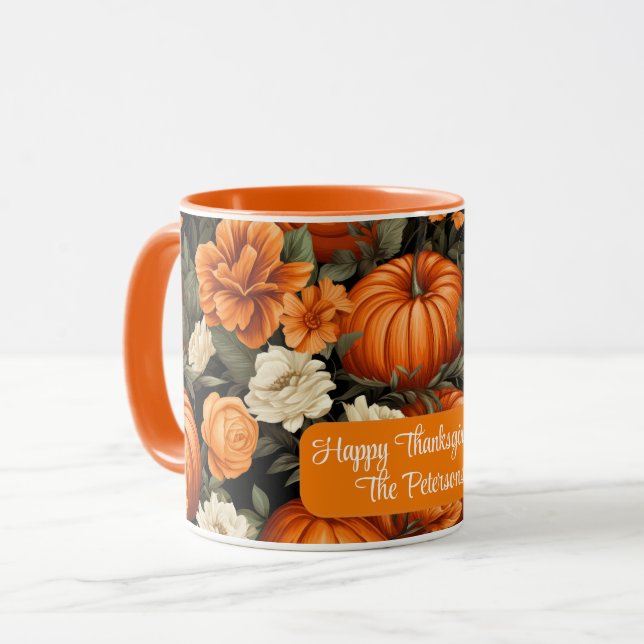 Pumpkins Rose Herbstliche Blume Tasse (Vorderseite Links)