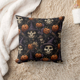 Pumpkins Skulls Blume Halloween Kissen