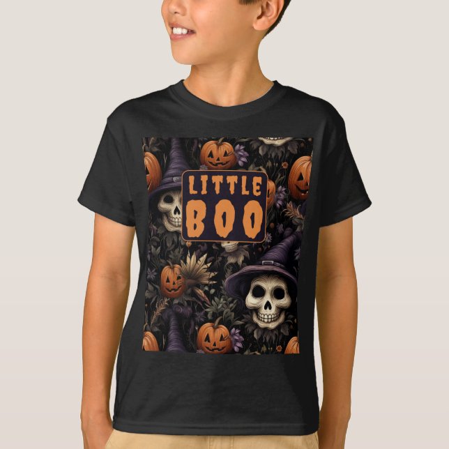 Pumpkins Skulls Blume Kleine Boo Familie Matching T-Shirt (Vorderseite)