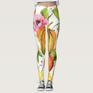 Pumpkins Sonnenblumen: Design des Aquarellmusters Leggings