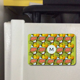 Pumpkins, Soup und Streifen-Hintergrundmonogramm Magnet