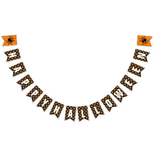 Pumpkins & Spiders Happy Halloween Wimpelkette