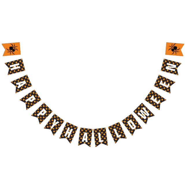 Pumpkins & Spiders Happy Halloween Wimpelkette (Alle)