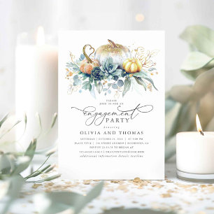 Pumpkins Succulents Green Fall Engagement Party Einladung