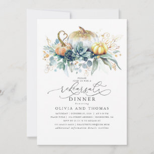 Pumpkins Succulents Grüne Herbst Probe Abendessen Einladung