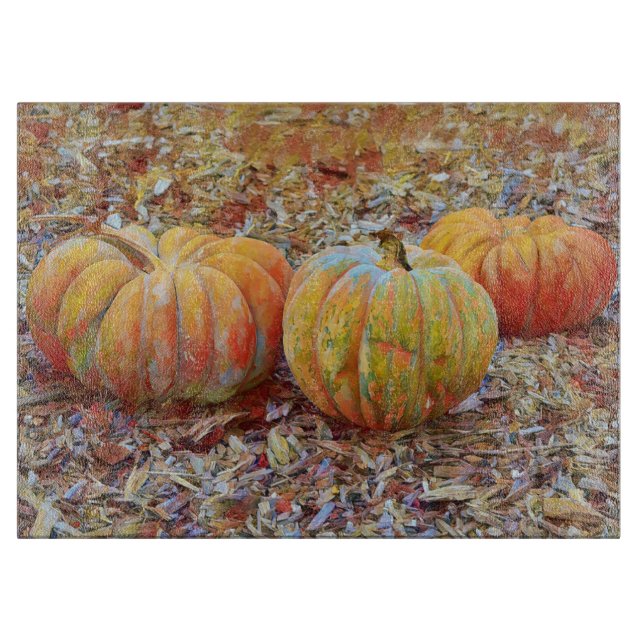 Pumpkins Thanksgiving Art Glass Cutting Board Schneidebrett (Vorderseite)