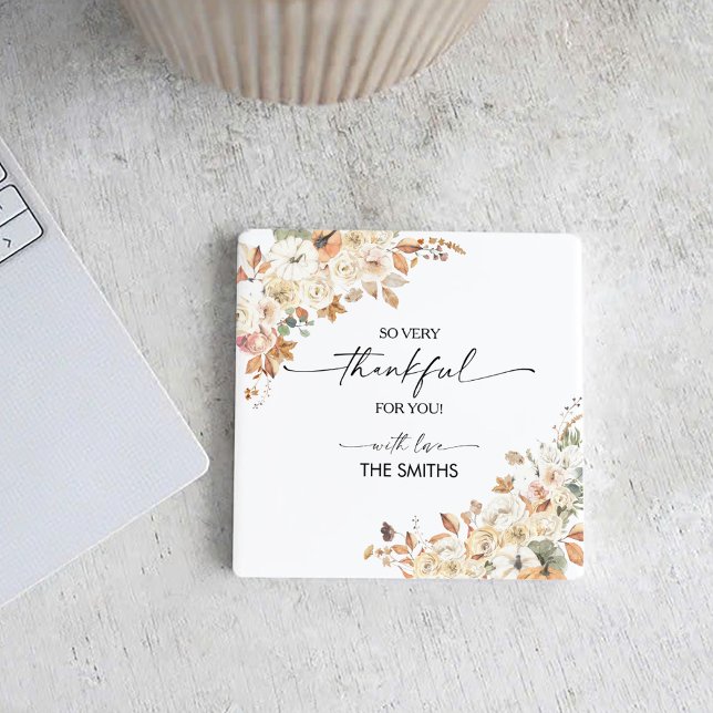 Pumpkins Thanksgiving Dinner Square Paper Coaster Rechteckiger Pappuntersetzer (Von Creator hochgeladen)