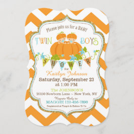 Pumpkins Twin Boys Fall Baby Shower Einladungen