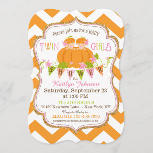 Pumpkins Twin Girls Fall Babydusche Einladungen