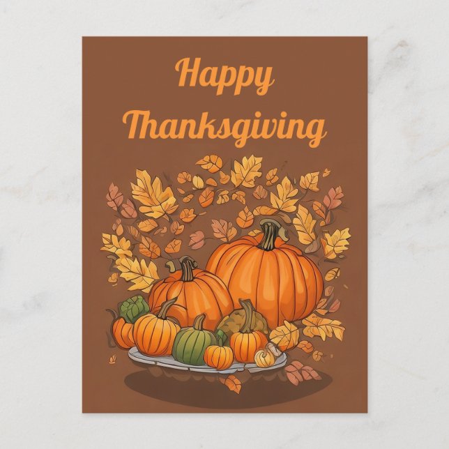 Pumpkins und Blätter Erntedank Day Postkarte (Vorderseite)