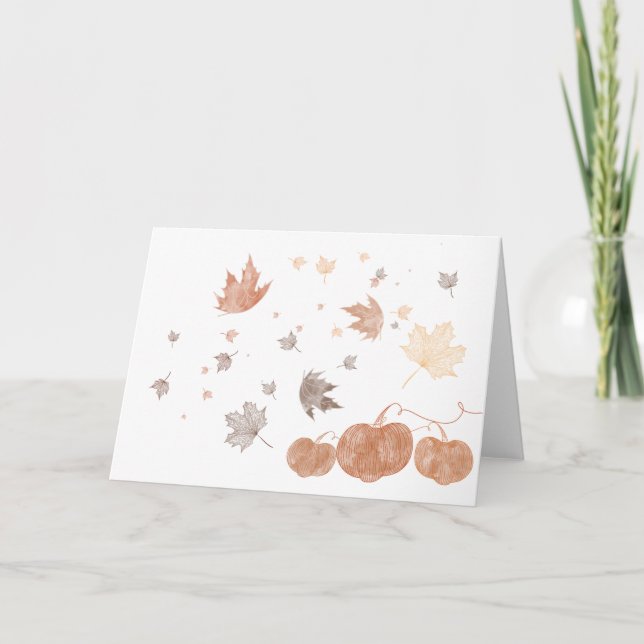 Pumpkins und Blätter im Herbst Karte (Vorderseite)