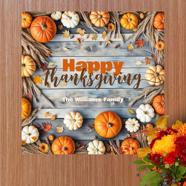 Pumpkins und Blätter über den Erntedank des Holzhe Poster (Von Creator hochgeladen)