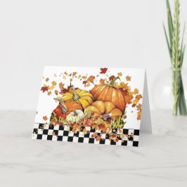 Pumpkins und Blätter Urlaubskarte Feiertagskarte