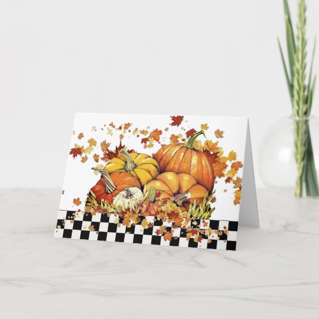 Pumpkins und Blätter Urlaubskarte Feiertagskarte (Vorderseite)