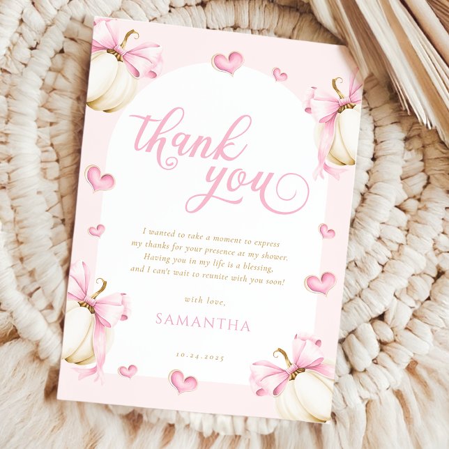 Pumpkins und Bows Girl Baby Dusche Danke Karte (Von Creator hochgeladen)