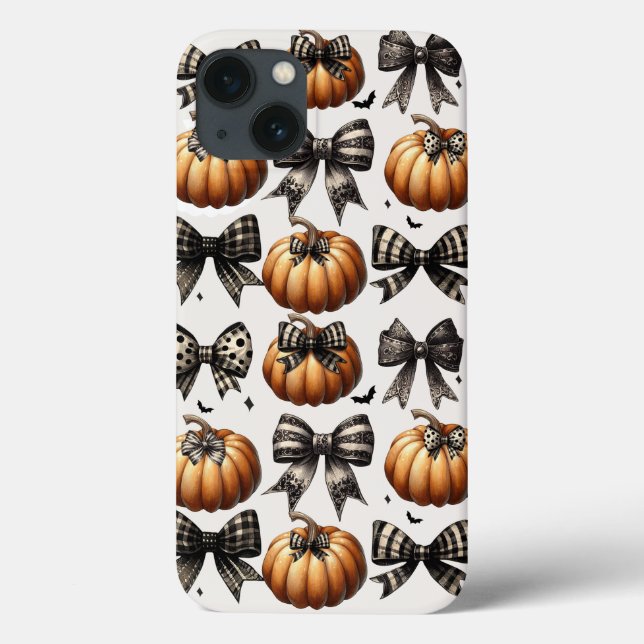 Pumpkins und Bows iPhone Case- Halloween Fall Gray Case-Mate iPhone Hülle (Rückseite)