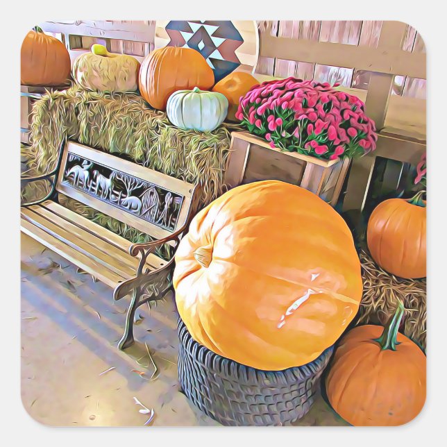 Pumpkins und Country Bench Halloween Stickers (Vorderseite)