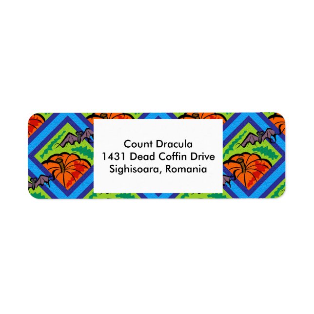 Pumpkins und Fledermäuse in Mustern Adressetikette (Vorne)