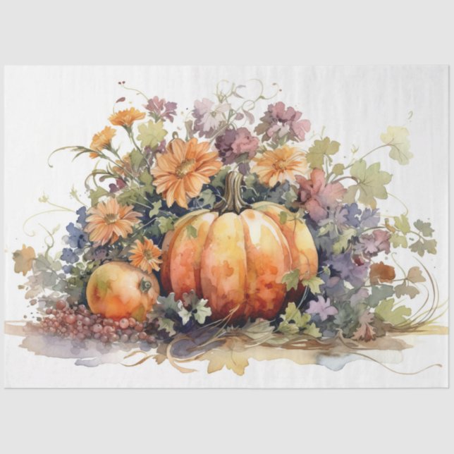 Pumpkins und Florals 2 Dekoupage Paper Seidenpapier (Vorderseite)