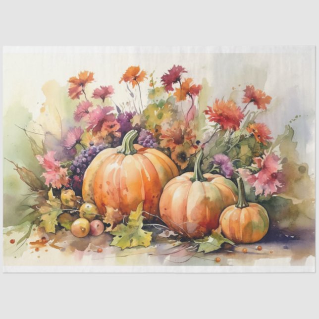 Pumpkins und Florals 7 Dekoupage Paper Seidenpapier (Vorderseite)