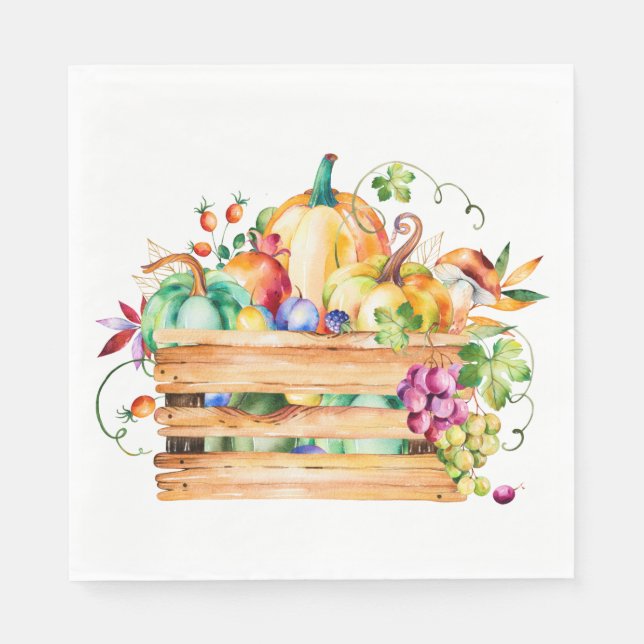 Pumpkins und Fruchternte Papier Napkin Serviette (Vorderseite)