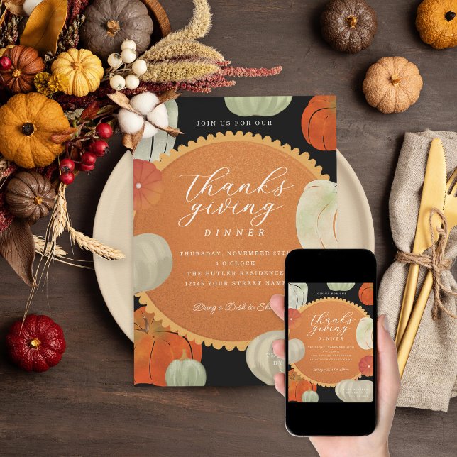 Pumpkins und Kürbiskuchen Erntedank Dinner Einladung (Von Creator hochgeladen)